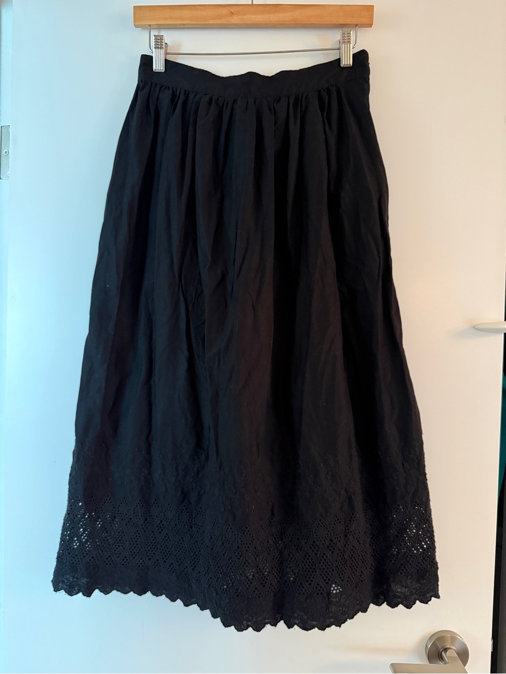 GAP Black Cotton Maxi Skirt with Eyelet Hem